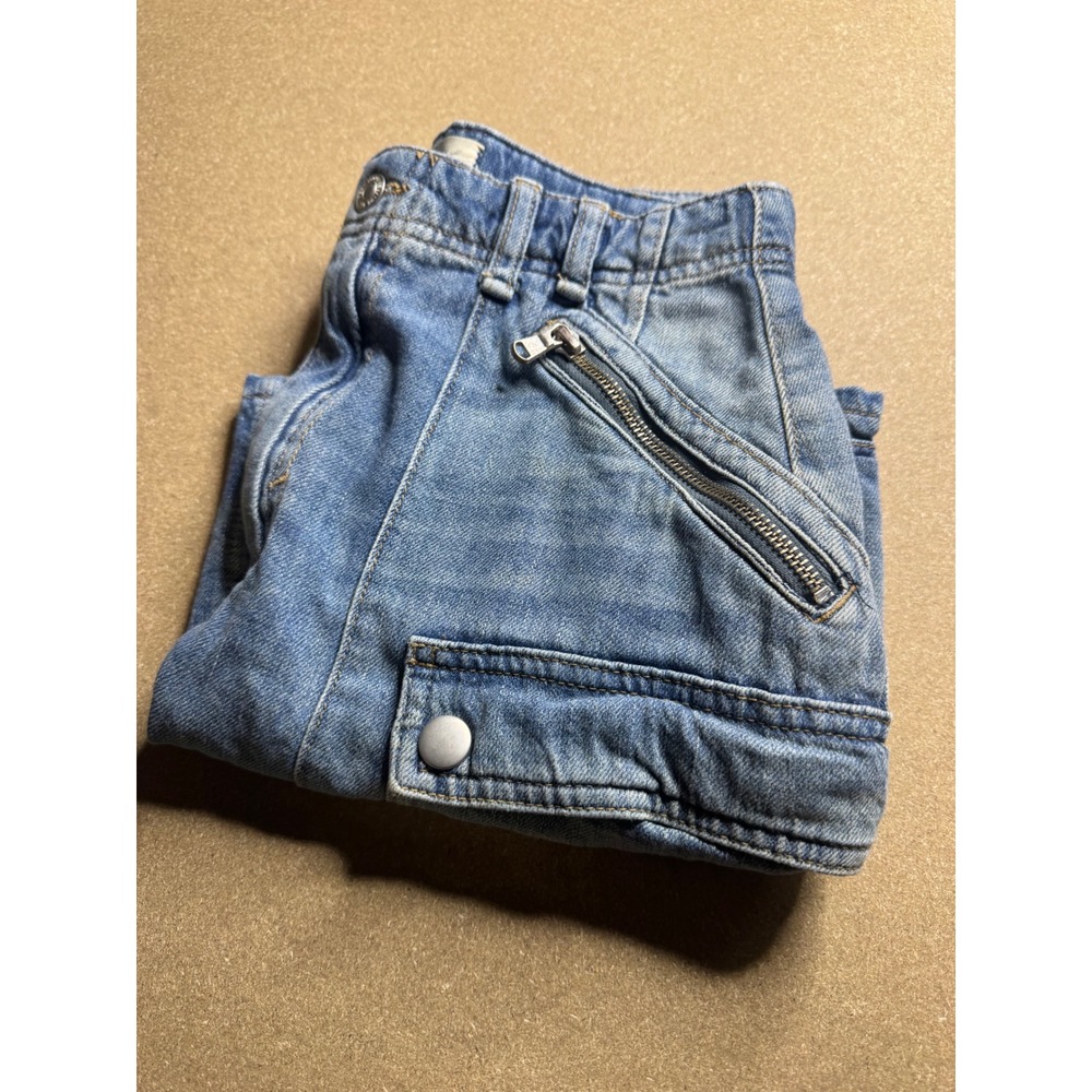 We The Free Free People Denim Cargo Mini Skirt Light Wash Blue Utility Size 28